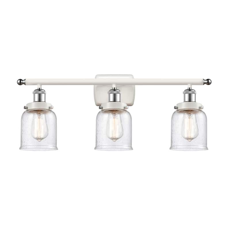 Innovations Lighting 916-3W-12-26 Bell Vanity Bell 3 Light 26" Wide - White and Polished Chrome / Seedy