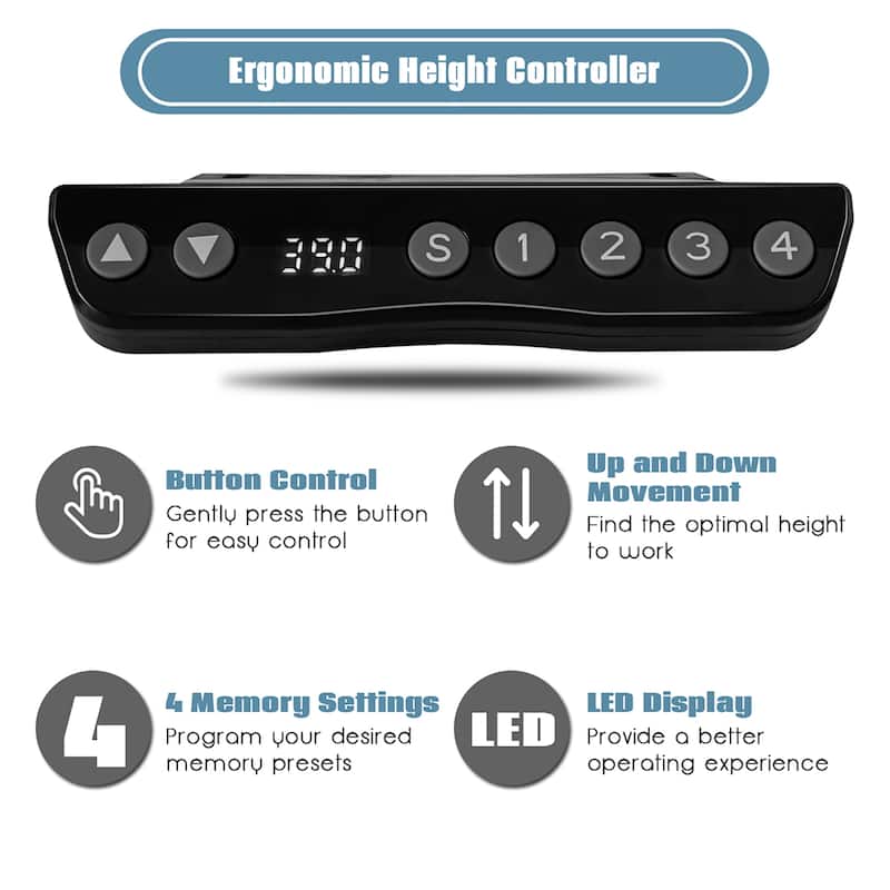 Costway Electric Stand Up Desk Frame Single Motor Height Adjustable w/