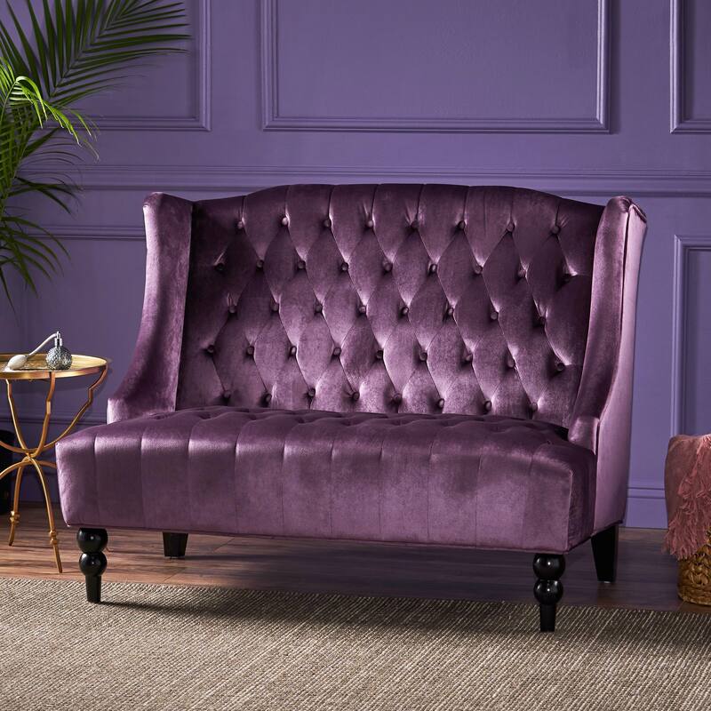 Raisin Velvet Loveseat with Modern Glam Style