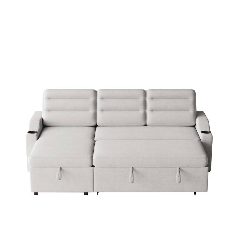 83.5-Inch Convertible Sofa Bed - Stylish Polyester Recliner with Storage for Small Spaces