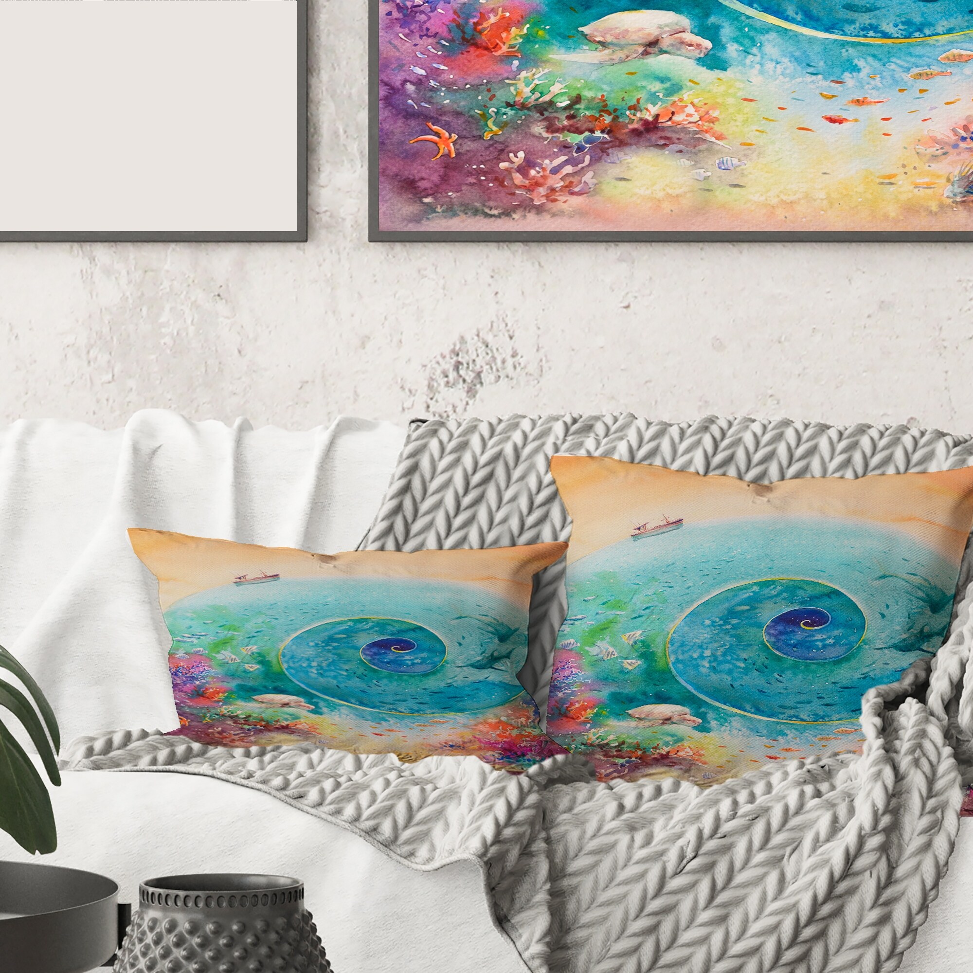 Coral reef deals throw pillows
