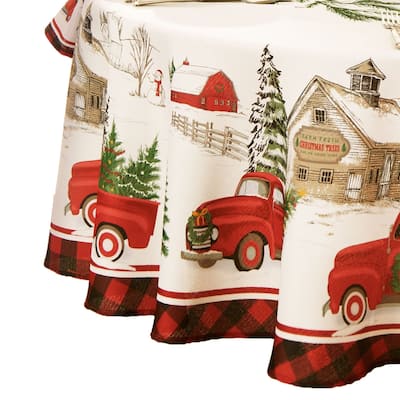 Vintage Christmas Tree Farm Holiday Tablecloth