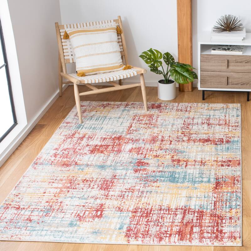 SAFAVIEH Skyler Precillia Modern Abstract Rug - Burgundy/Gold - 5' 5" x 7' 7"