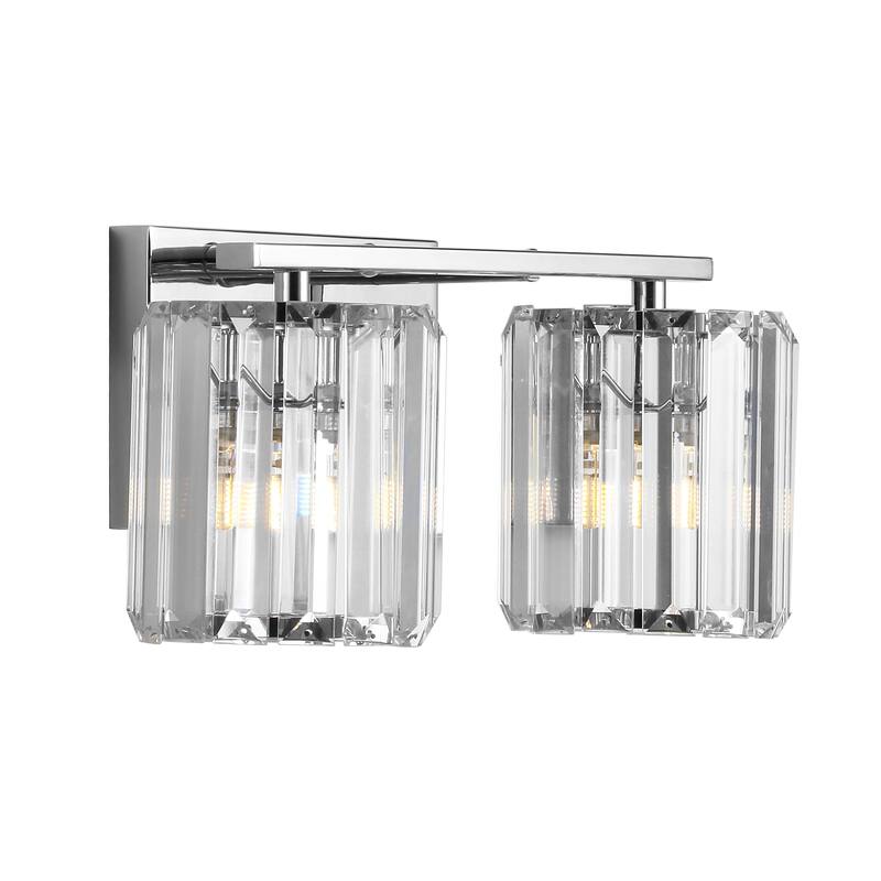 Spaulding Prism Vintage Metal/Glass Classic Glam LED Vanity Light, by JONATHAN Y - 2 Bulb