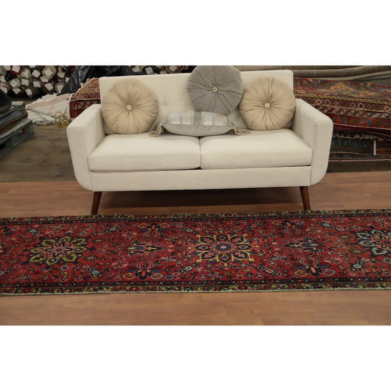 Hand Knotted Oriental 100% Wool Carpet Traditional Floral Oranges & Rust Tabriz Runner Rug - 10' 11'' X 2' 10''