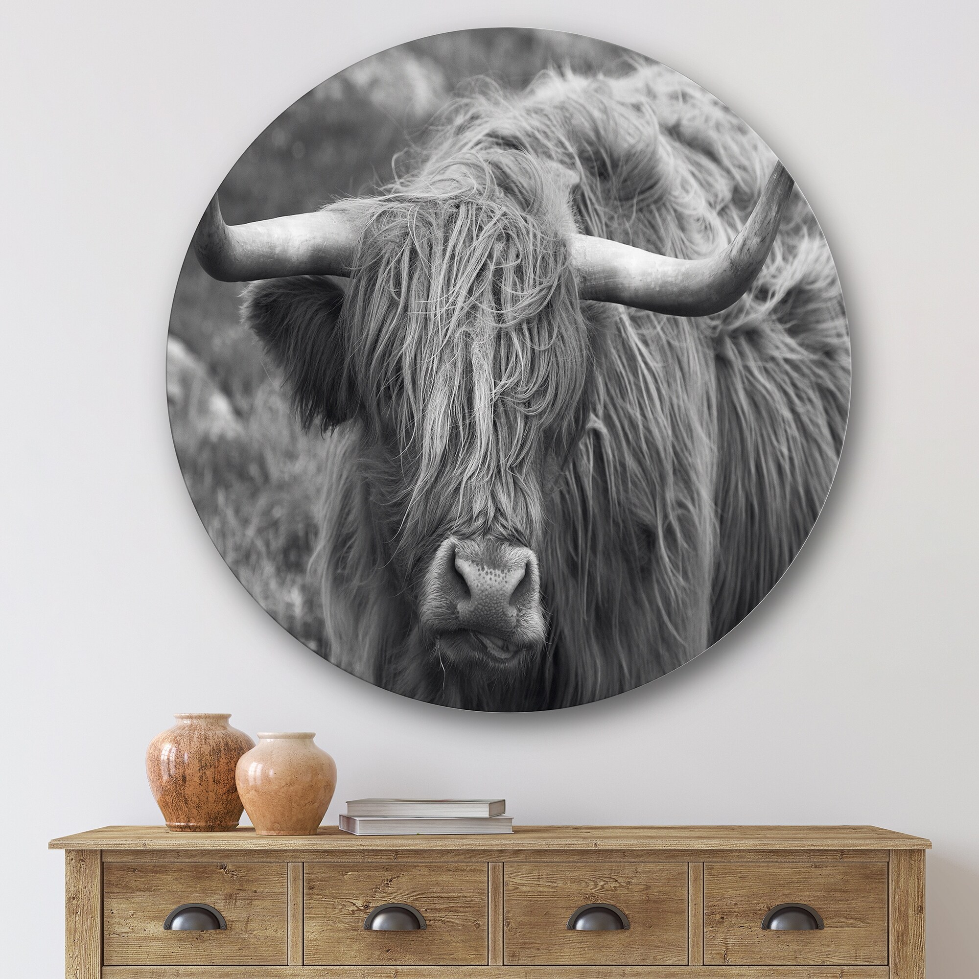 Designart 'Scottish Cow On Moorland I' Farmhouse ...