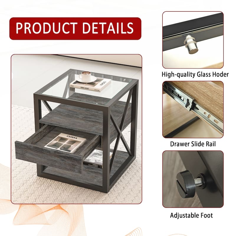 1 piece Modern End Table with Drawer
