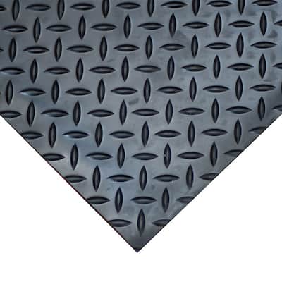 Goodyear Diamond-Plate Rubber Flooring -- 3.5mm x 36" x 10ft - Black - 36x120