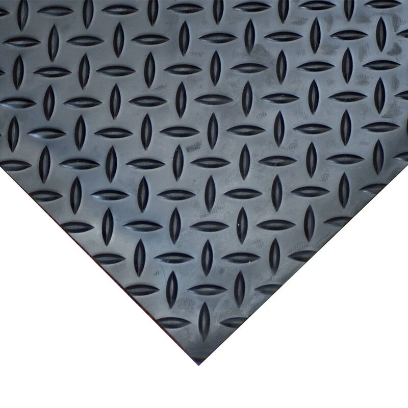 Rubber-Cal Diamond-Plate Thermoplastic Flooring - 3ft x 10ft - Black