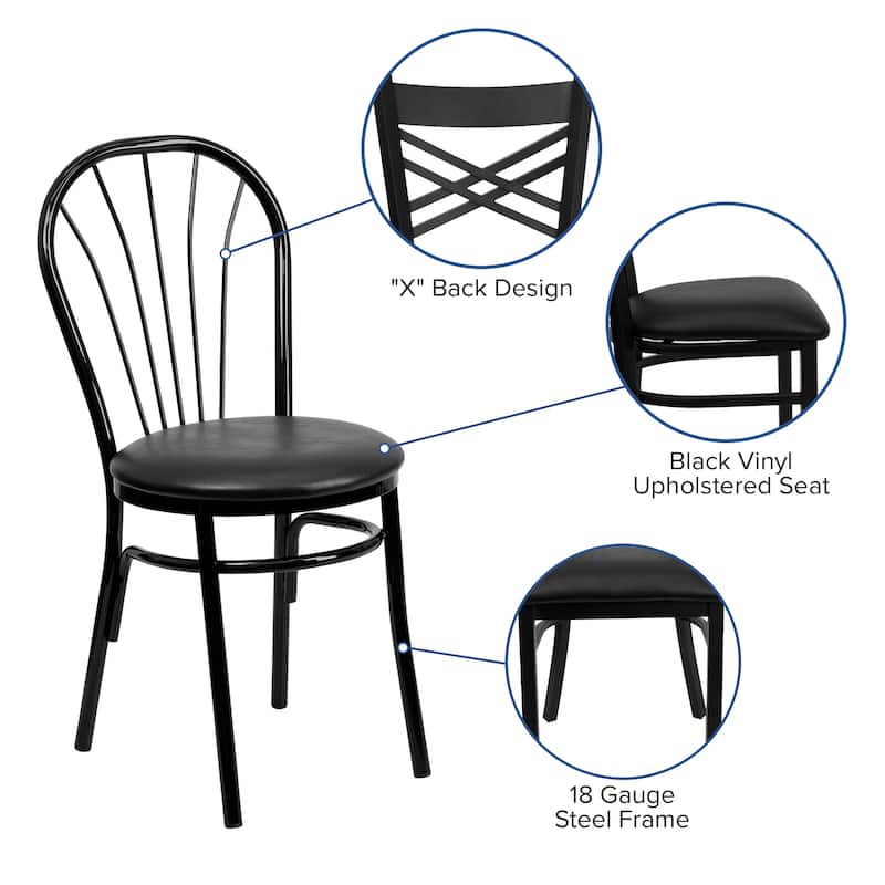 Fan Back Metal Chair with Vinyl Seat - 16"W x 20"D x 34.5"H