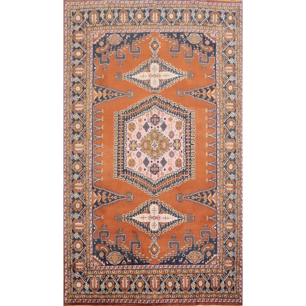 Hand Knotted Oriental 100% Wool Carpet Traditional Geometric Oranges & Rust Viss Area Rug - 11' 10'' X 8' 4''