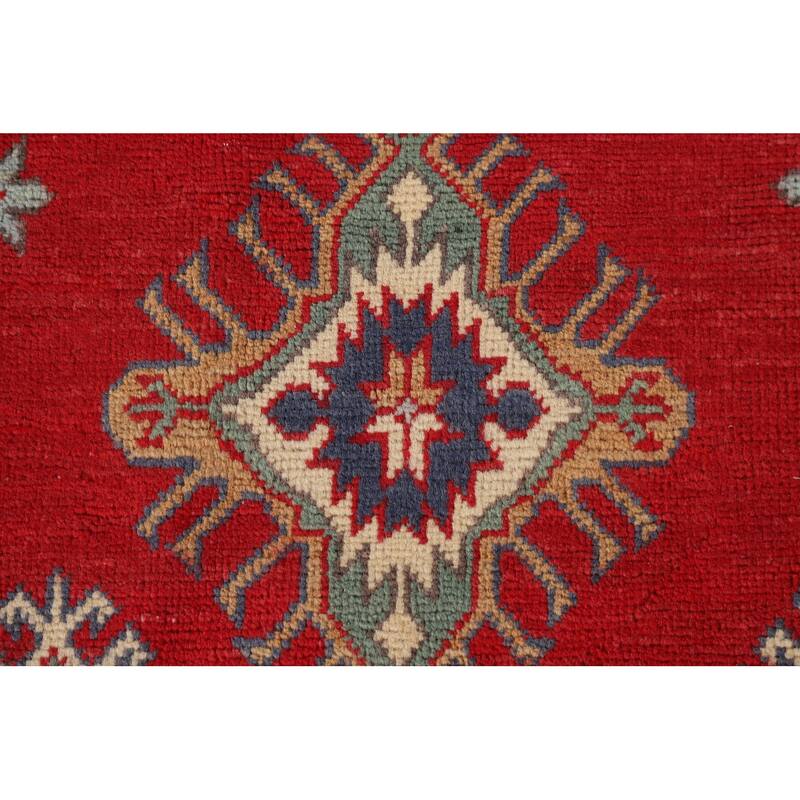 Traditional Kazak Oriental Rug Hand-Knotted Geometric Wool Carpet - 3'2"x 5'2"