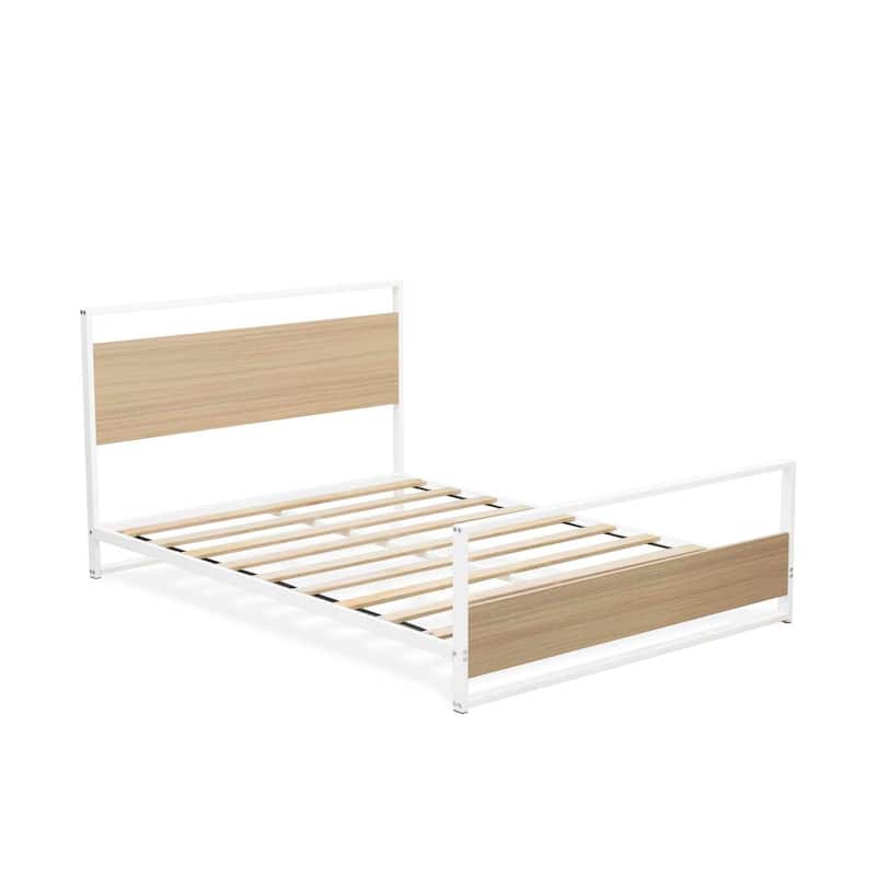 Platform Bed Frame with Metal Legs - Modern Wood Bed