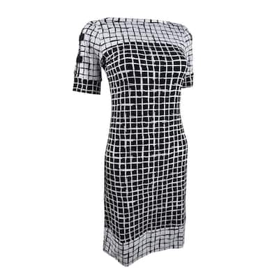 JM Collection Women's Petite Printed Split-Sleeve Dress