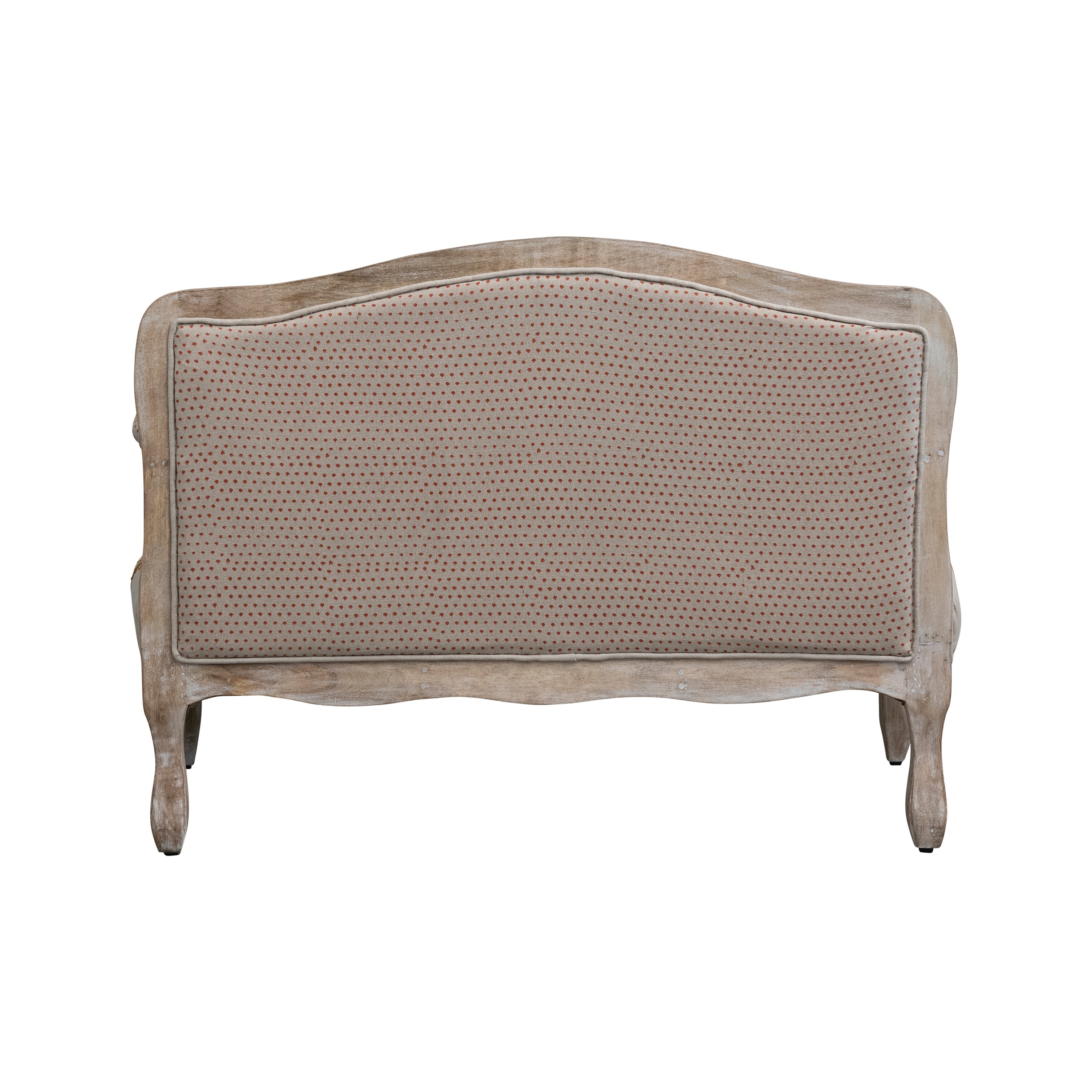 Cotton and Linen Sofa with Mango Wood Frame and Embroidered Pattern - 50.0"L x 27.0"W x 35.0"H