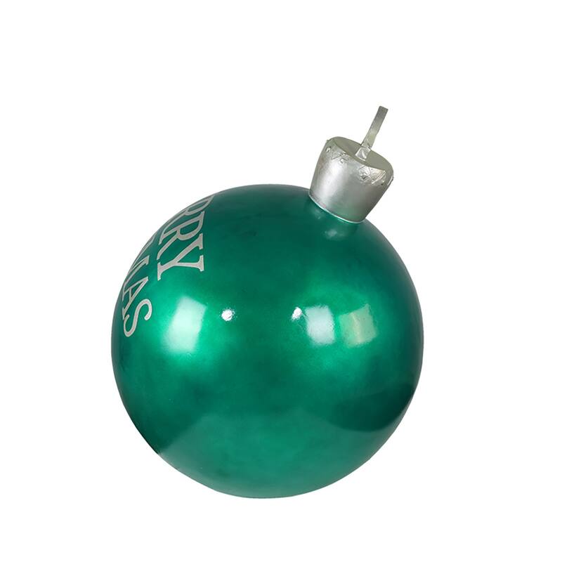 Extra Large Merry Christmas Commercial Ball Ornament Outdoor Decoration - 26" - Green and Silver