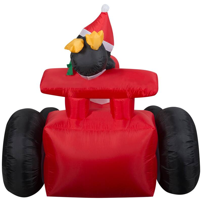 Gemmy Christmas Inflatable Santa in Racecar with Penguins, 4 ft Tall