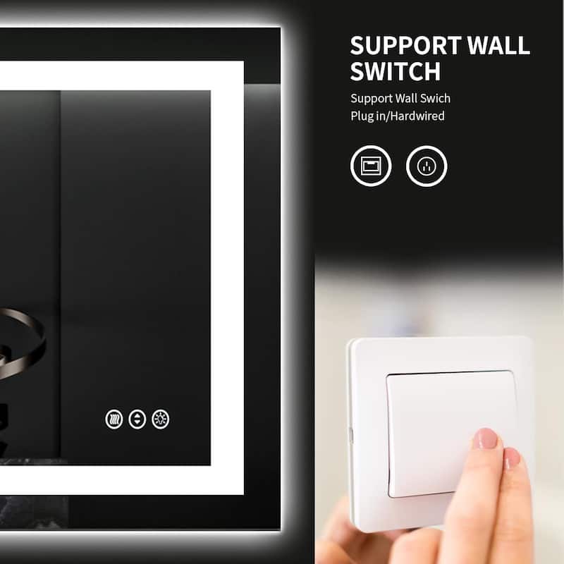 40x24 Inch Frameless LED Bathroom Mirror,Smart Mirror - White
