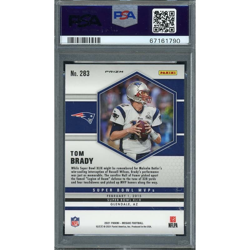 Tom Brady 2021 Panini Mosaic Silver Prizm Football Card #283 Graded PSA 10 - 8'6" x 11'6"