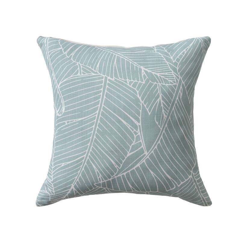 Palm Fronts Reversible Outdoor Square Throw Pillow Cover - 18" - Blue and White