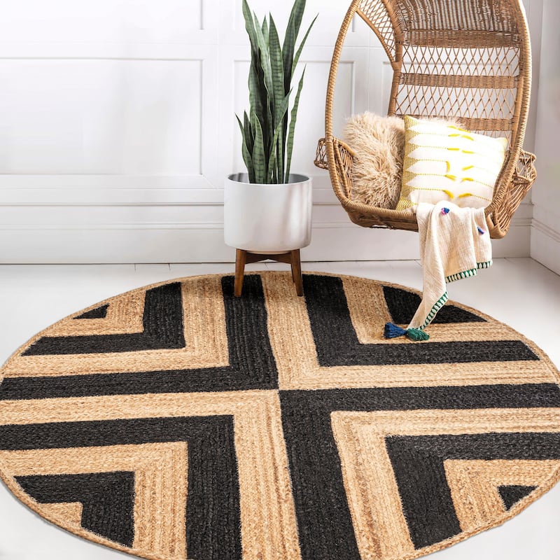 JONATHAN Y Petal Two-Tone Jute Hippy Circle Area Rug