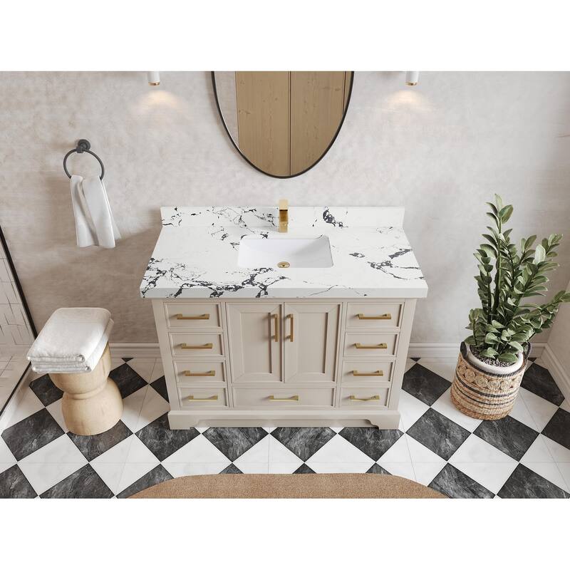 Willow Collections 48 x 22 Charlotte Single Sink Bathroom Vanity with Countertop - 2" Viola Night - Fine Grain