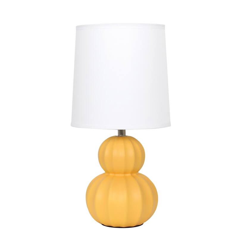 Double Gourd Ceramic Table Lamp with Tapered Shade - 12.5" - Yellow