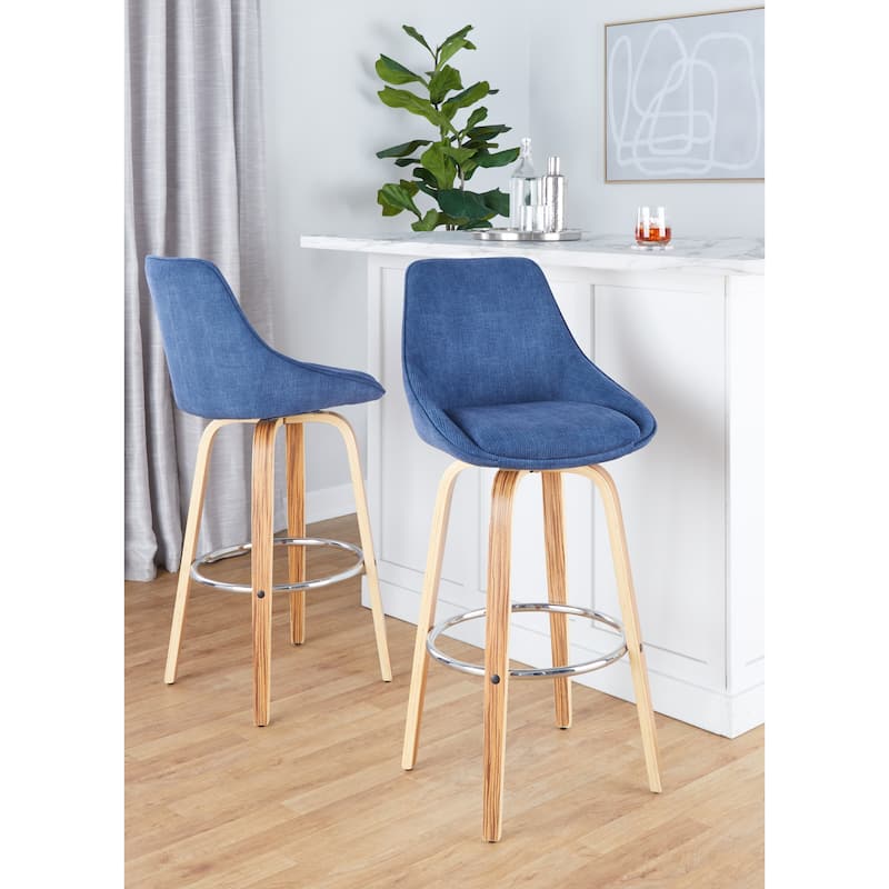 Carson Carrington Alba 30" Fixed-Height Bar Stool with Bent Wood Legs & Round Footrest (Set of 2)