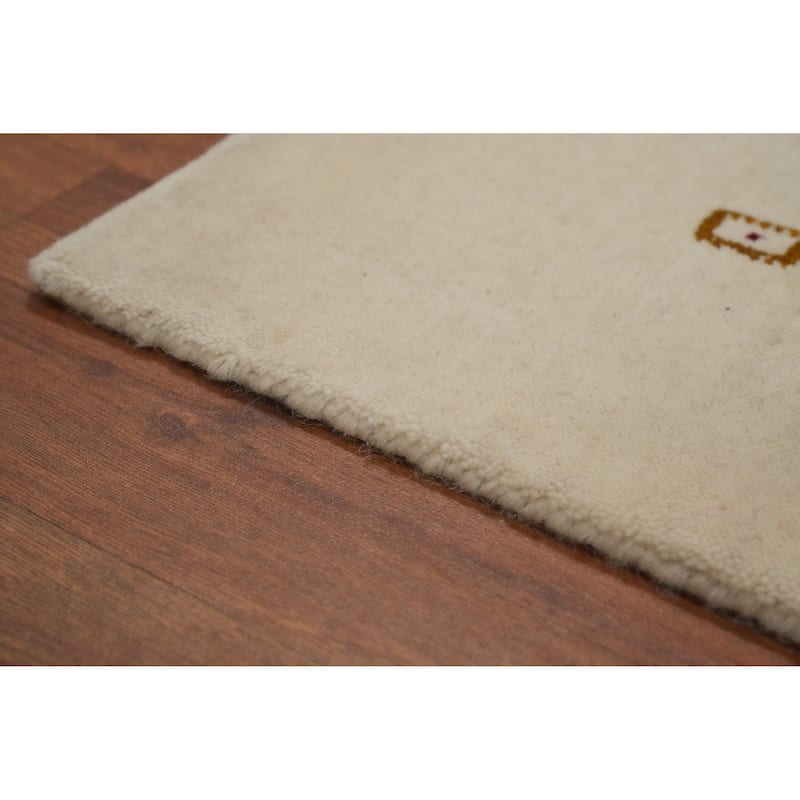 Hand Knotted Oriental 100% Wool Carpet Tribal Animal Pictorial Beige & Ivories Gabbeh Area Rug - 9' 10'' X 6' 7''
