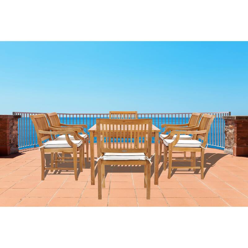 Chic Teak Bermuda Rectangular Teak Wood Patio Bistro Dining Table, 71 x 35 inch (Table Only)