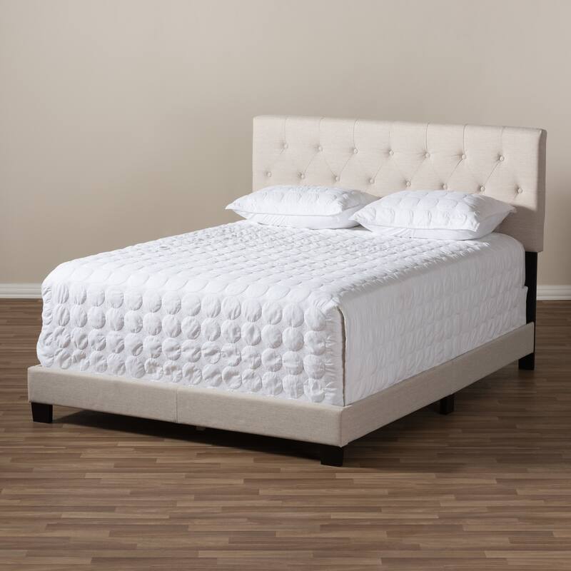 King Size Bed Upholstered Fabric Headboard Classic Design Bedroom Furniture