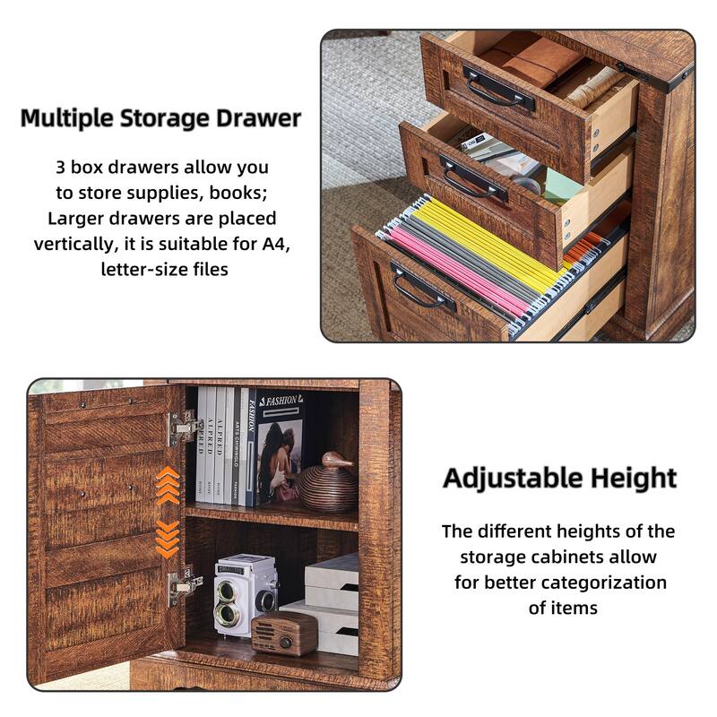 L Shaped Desk Set of 2, Wood Office Desk with Charging Station