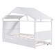 preview thumbnail 10 of 16, White Twin Size Solid Wood House Bed with Trundle and Storage for for Kids, Boys and Girls