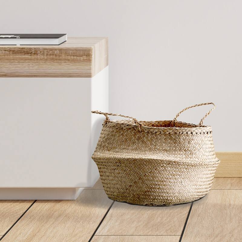 Handwoven Seagrass Basket Storage with Handles