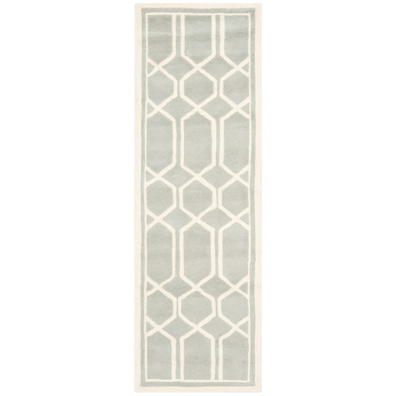 SAFAVIEH Handmade Chatham Pareshka Modern Moroccan Wool Rug - 2'3" x 9' Runner - Grey/Ivory