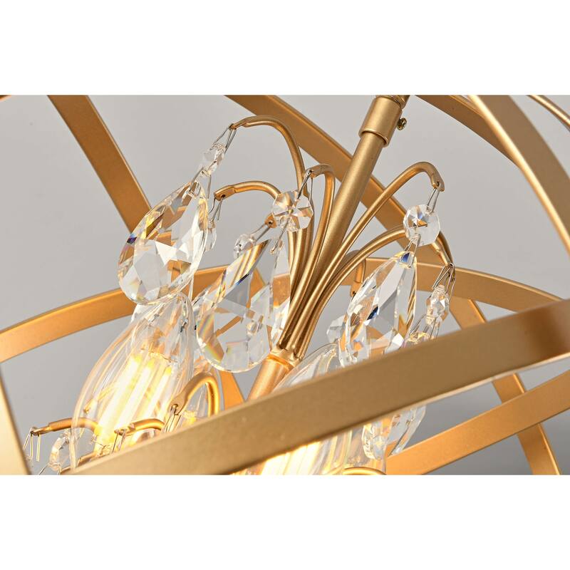 Benita 4-Light Spray painted Yellow-ish Gold Crystal Chandelier