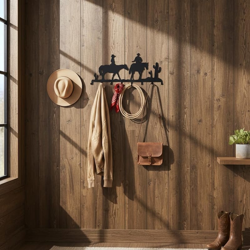 Cowboy Metal Wall Mounted Coat Rack