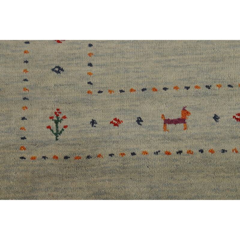 Hand Knotted Oriental 100% Wool Carpet Tribal Tribal Green Gabbeh Area Rug - 5' 9'' X 3' 11''