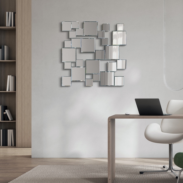 Elegant Cluster Wall Mirror,Beveled Squares Mirror,Bathroom