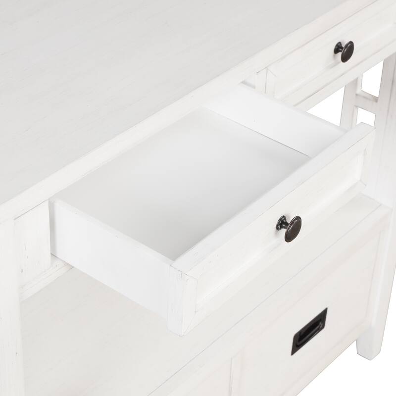36'' Pine Entryway Table Console Table with 4 Drawers & Open Shelf, Farmhouse Side Table Sofa Table for Entryway Living Room