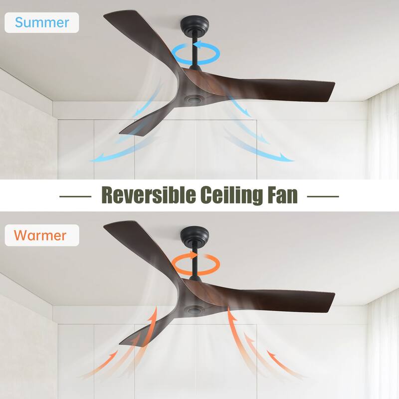 52 Inch Modern Ceiling Fan With 3 ABS Blades Remote Control Reversible DC Motor Without Light For Living Room