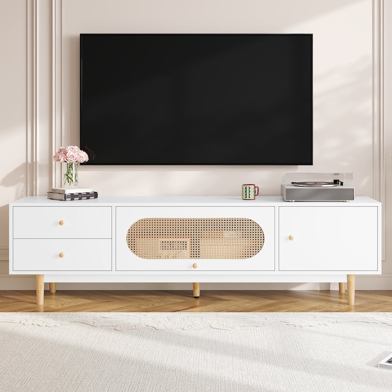 70" TV Stand for 80" TVs, Minimalist Media Console with Drawers, Entertainment Center for Living Room & Bedroom