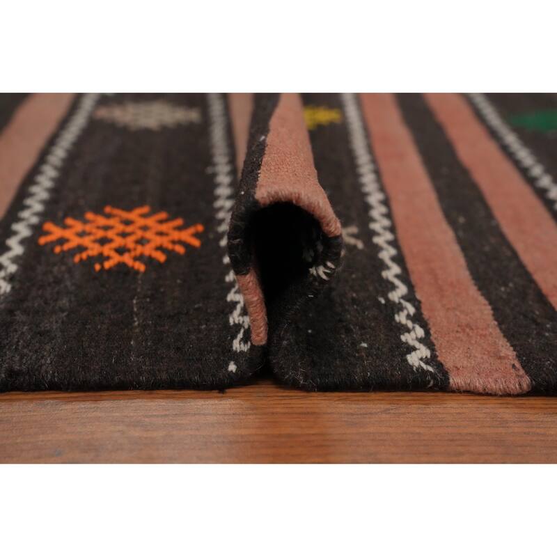 Hand Woven Oriental 100% Wool Carpet Southwestern Tribal Multi-Colored Kilim Area Rug - 9' 9'' X 5' 3''