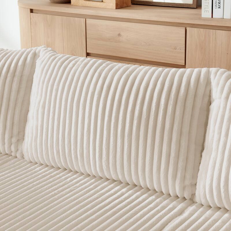 Compact Modular Sectional Sofa, Compressed Corduroy Cloud Couch, No Assembly Space Saving Sofa for Apartment