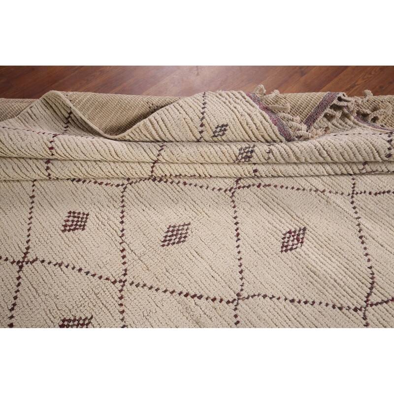 All-Over Trellis Moroccan Large Oriental Area Rug Handmade Wool Carpet - 9'7"x 14'8"