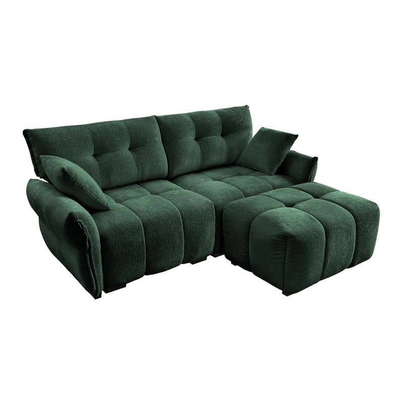 78.7" Chenille Two Seater Upholstered Sofa with Ottoman