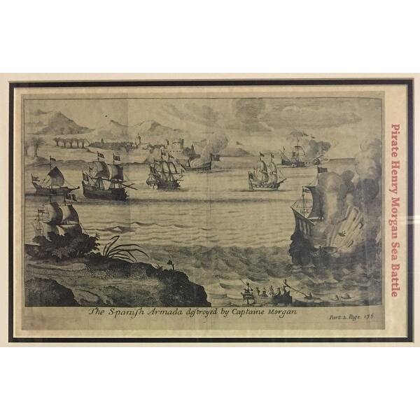 Shop Pirate Captain Morgan Framed 11x14 Sea Battle Photo Home Bar Decor Overstock 27385367