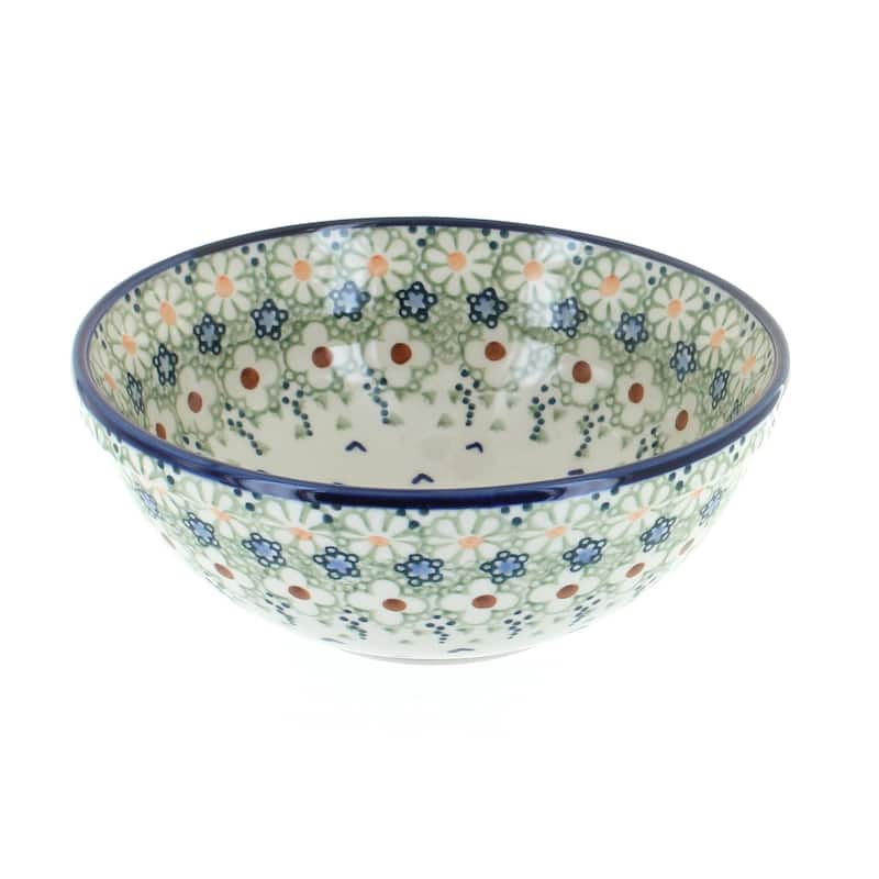 Blue Rose Polish Pottery Manufaktura Cereal Bowl - Green Daisy
