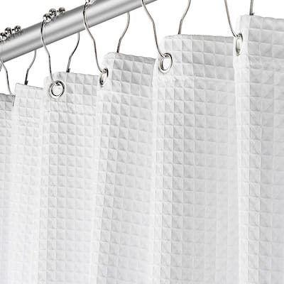 Fabric Shower Curtain for BathroomHotel Luxury Waffle Square Design