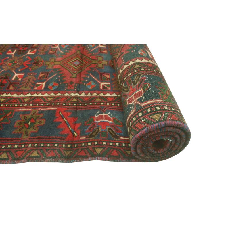 Fine Vintage Distressed Tajwar Rust/Blue Runner - 3'4" x 11'1"